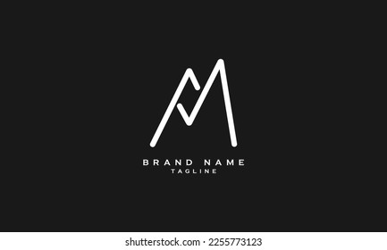 POM, MA, AM, Abstract initial monogram letter alphabet logo design