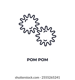 pom pom outline icon. Linear vector from entertainment concept. Thin line pom pom icon isolated on white background