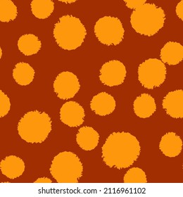Pom poms of seamless pattern. Hand drawn cute background. Repeated texture in doodle style for fabric, wrapping paper, wallpaper, tissue. Vector illustration.