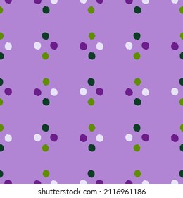 Pom poms of seamless pattern. Hand drawn cute background. Repeated texture in doodle style for fabric, wrapping paper, wallpaper, tissue. Vector illustration.