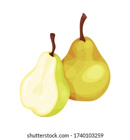 Fruta de pera a dos pasos pomácea con vectores de talla de flor superior Ilustración