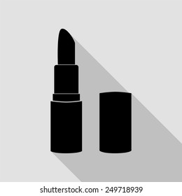 pomade lipstick icon - black illustration with long shadow