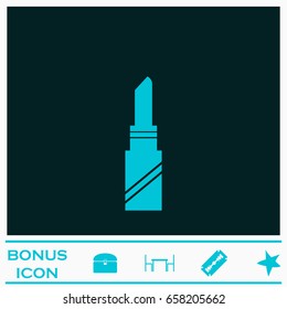 Pomade lipstick icon flat. Blue pictogram on dark background. Vector illustration symbol and bonus icons