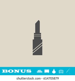 Pomade lipstick icon flat. Grey pictogram on light background. Vector illustration symbol and bonus button real estate, ottoman, vase, tv, fishing rod