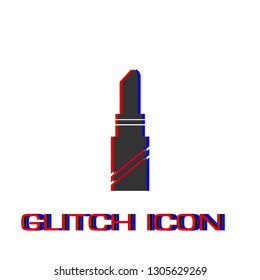 Pomade lipstick icon flat. Simple pictogram - Glitch effect. Vector illustration symbol