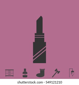 Pomade lipstick icon flat. Simple vector grey pictogram and bonus symbol