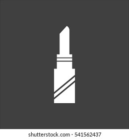 Pomade lipstick icon flat. Vector white illustration isolated on black background. Flat symbol
