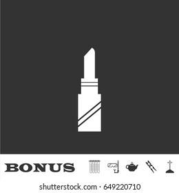 Pomade lipstick icon flat. White pictogram on black background. Vector illustration symbol and bonus icons