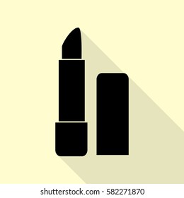 Pomade simple sign. Black icon with flat style shadow path on cream background.