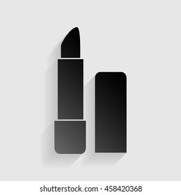 Pomade simple sign. Black paper with shadow on gray background.