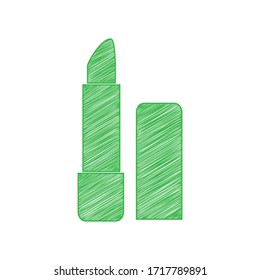 Simple señal de pomada. Ícono de garabato verde con contorno sólido sobre fondo blanco.  Ilustración.