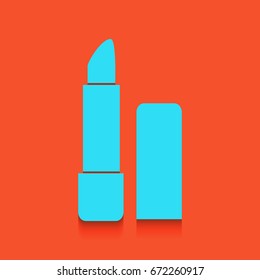 Pomade simple sign. Vector. Blue icon with soft shadow putted down on flamingo background.