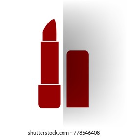 Pomade simple sign. Vector. Bordo icon on white bending paper background.