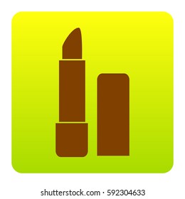 Pomade simple sign. Vector. Brown icon at green-yellow gradient square with rounded corners on white background. Isolated.