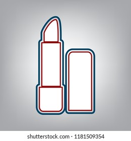 Pomade simple sign. Vector. Dark red, transparent and midnight green stroke of white icon at grayish background.