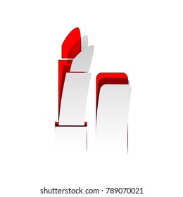 Pomade simple sign. Vector. Detachable paper icon with red body stock. Isolated.