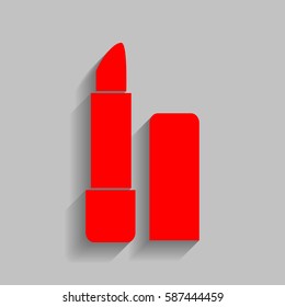 Pomade simple sign. Vector. Red icon with soft shadow on gray background.