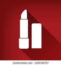 Pomade simple sign. Vector. White icon with limitless shadow at ruby red background.
