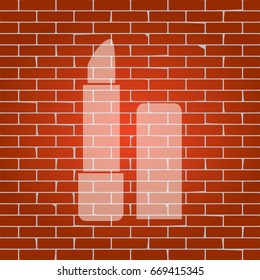 Pomade simple sign. Vector. Whitish icon on brick wall as background.