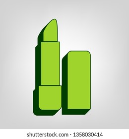 Pomade simple sign. Vector. Yellow green solid icon with dark green external body at light colored background.