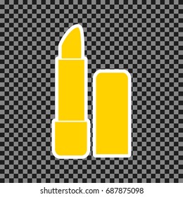 Pomade simple sign. Vector. Yellow icon with white contour on dark transparent background.