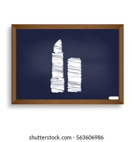 Pomade simple sign. White chalk icon on blue school board with shadow as background. Isolated.