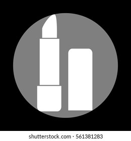 Pomade simple sign. White icon in gray circle at black background. Circumscribed circle. Circumcircle.