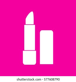 Pomade simple sign. White icon at magenta background.