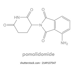 Pomalidomide Structure. Immunosupressant Drug Molecule. Used In Multiple Myeloma Treatment.