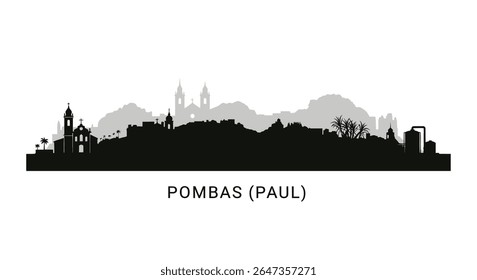 Silhueta Pombas Cityscape com Cabo Verde, e Vetor.