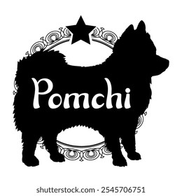 Pomchi dog silhouette, dog, dog breeds,  vector, silhouette, logo design, animal, illustration, icon, sign, black, pet