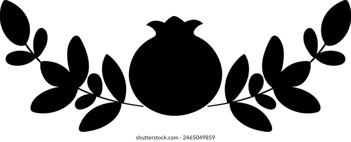 Pomegranat floral arch vector silhouette. Use on any background