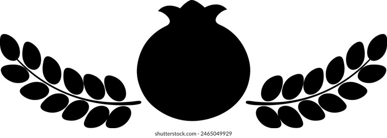 Pomegranat floral composition silhouette clipart  isolated vector. Use on any background