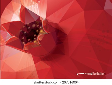 Pomegranate background. Low-poly triangular style illustration
