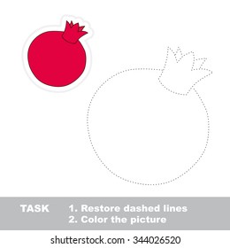 Pomegranate to be traced. Vector trace game.