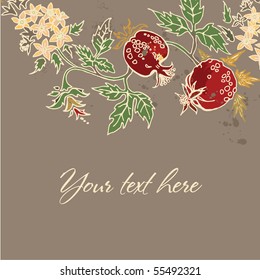 Pomegranate Branch on greeting card