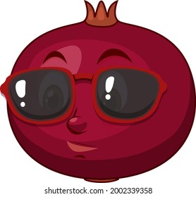 Pomegranate cartoon character with facial expression illustration