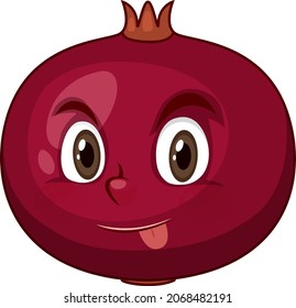 Pomegranate cartoon character with facial expression illustration