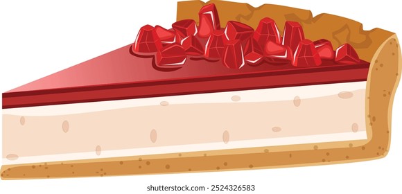 Granatapfelkäsekuchen mit Kruste einzeln auf Weiß. Sirup und Granatapfelsamen auf der Oberseite. 