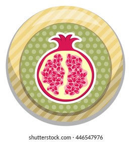 Pomegranate colorful icon. Vector illustration in cartoon style