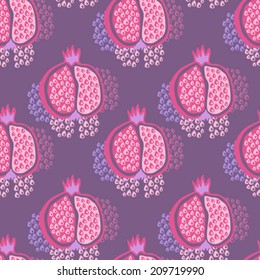 Pomegranate colorful seamless pattern Seamless pattern can be applied on different surfaces such as wallpaper, web page background, clothes and other fabrics, phone or tablet cases