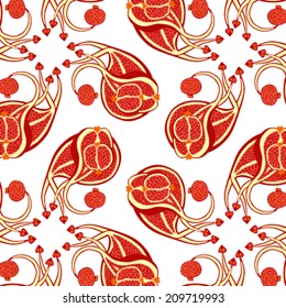 Pomegranate colorful seamless pattern Seamless pattern can be applied on different surfaces such as wallpaper, web page background, clothes and other fabrics, phone or tablet cases