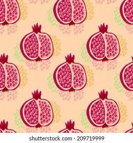 Pomegranate colorful seamless pattern Seamless pattern can be applied on different surfaces such as wallpaper, web page background, clothes and other fabrics, phone or tablet cases