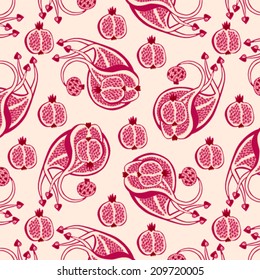 Pomegranate colorful seamless pattern Seamless pattern can be applied on different surfaces such as wallpaper, web page background, clothes and other fabrics, phone or tablet cases