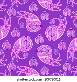 Pomegranate colorful seamless pattern Seamless pattern can be applied on different surfaces such as wallpaper, web page background, clothes and other fabrics, phone or tablet cases