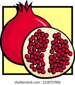 pomegranate complete and half fruit