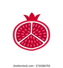 Pomegranate en diseño plano. Ilustración de vectores aislada en fondo blanco