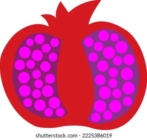 Pomegranate in decorative drawing style. Pomegranate as part of the Seder Plate for Jewish holiday Rosh Hashanah.