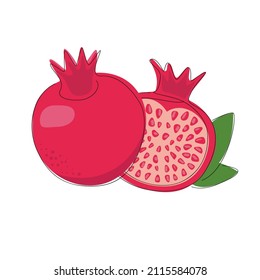 Pomegranate design juicy fresh fruit icon vector template. Raw pomegranate