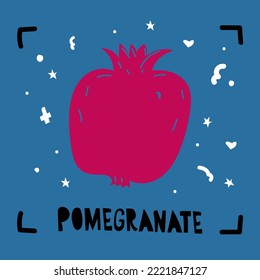 Pomegranate doodle hand drawn vector image